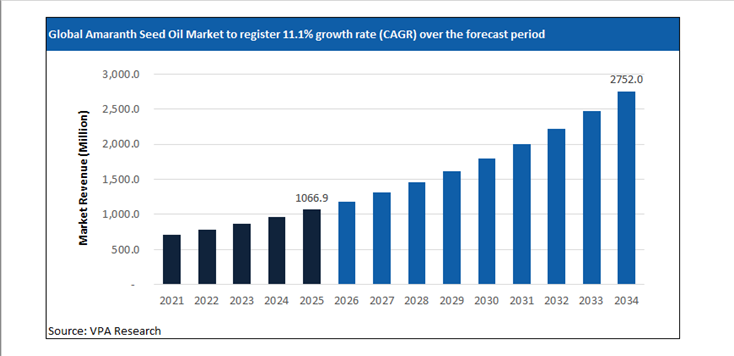 amaranth seed oil market size forecast 2021 to 2034