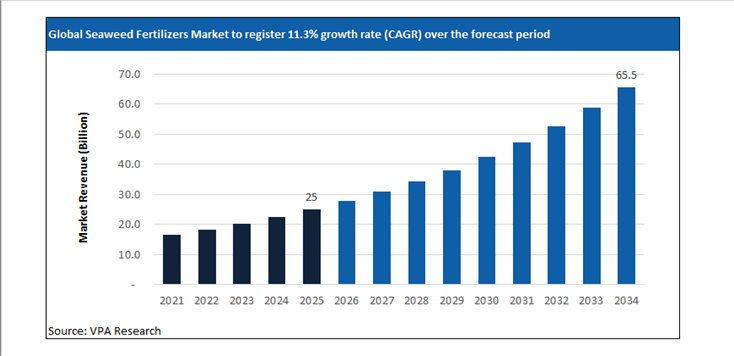 seaweed fertilizers market size forecast 2021 to 2034